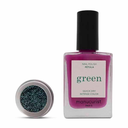 Green Nail Polish Petula 15 ml + Turquoise Glitter 2 g