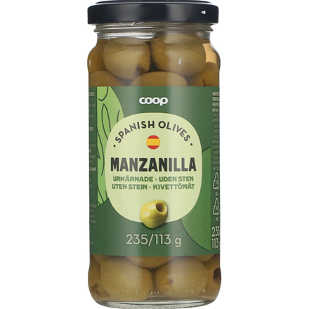Coop Oliven Grønne u/sten 235/113 g