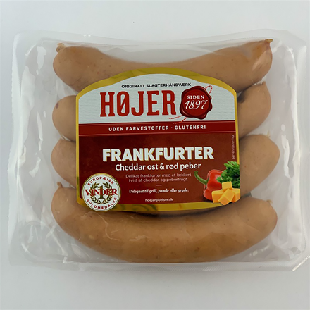 Højer Frankfurter Cheddar Ost & Rød peber 400g