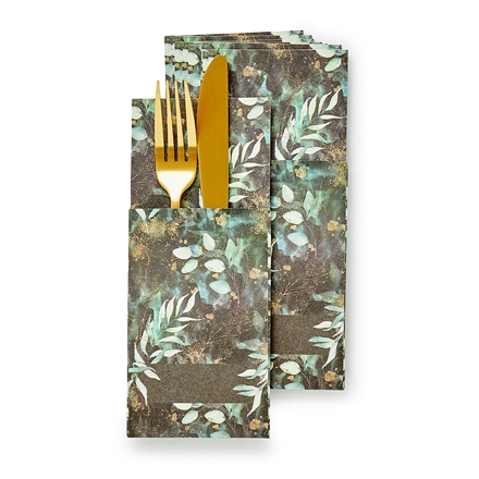 Pose til Bestik 20x8,5 cm 10 stk Eucalyptus