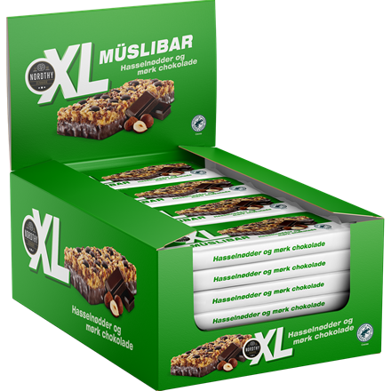 Nordthy Müsli Bar Hasselnødder og mørk choko 24 x 50g
