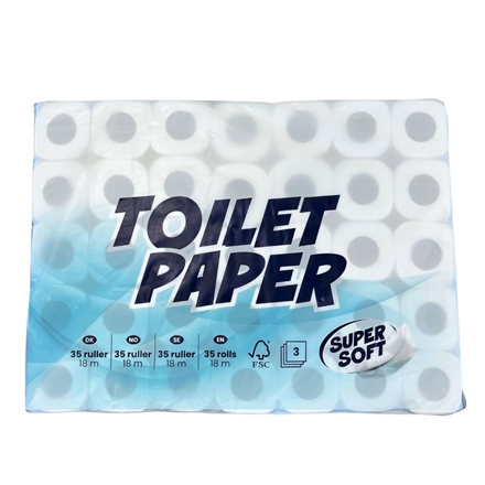 Toiletpapir 3 lags 18m -35 ruller