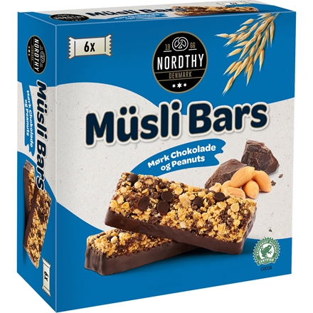 Nordthy Müsli Bar Peanuts Mørk 6pk 150g