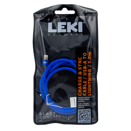 Leki Denmark Braided Blue CableUSB-A to Lightning 1.0 M
