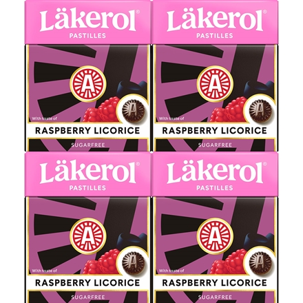 Läkerol Red Raspberry Licorice 4-pak
