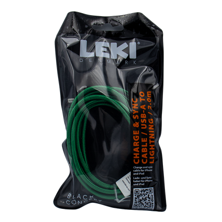 Leki Denmark Braided Green CableUSB-A to Lightning 2.0 M