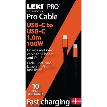 Leki bycph Pro Cable USB-C to USB-C 1.0 m 100W Sort