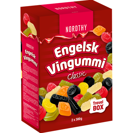 Nordthy Travel Box Engelsk Vingummi 600 g