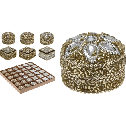 Æske m. Sten & Perler Guld