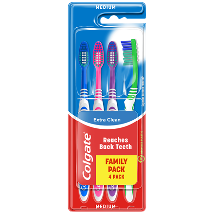 Colgate Extra Clean Tandbørste 4-pak