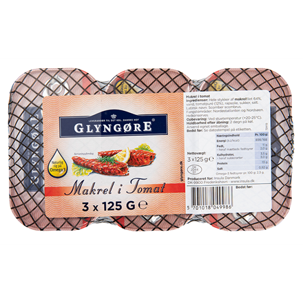 Glyngøre Makrelfilet I Tomat 3 x 125 g