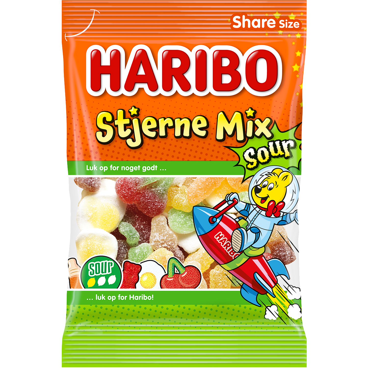 Karakter hver for sig pin Haribo Stjerne Mix Sour 375 g