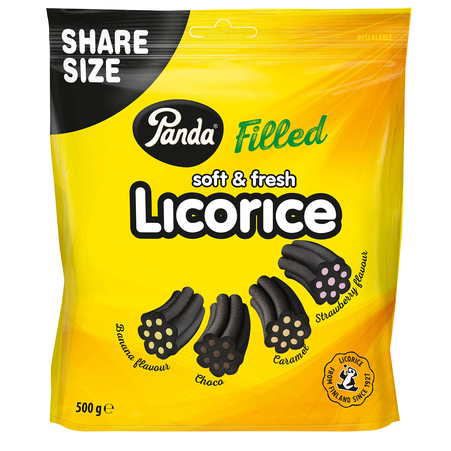 Panda Licorice Filled gul 500g
