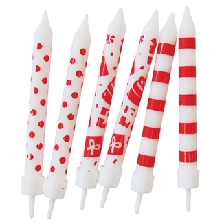 Kagelys med Holder Rd/Hvid